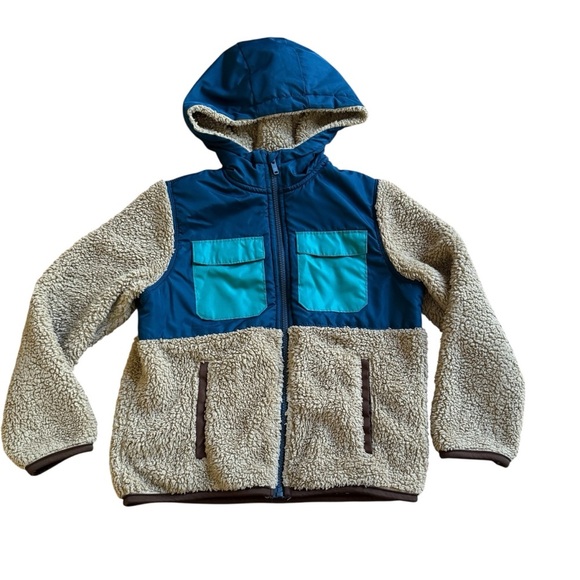 Old Navy Sherpa Hooded Utility Jacket Flap-Pocket Boys size 8 - Picture 1 of 5